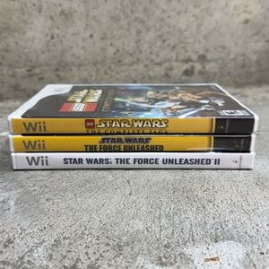 Wii Star Wars Game Bundle LEGO Complete Saga + Force Unleashed I & II CIB